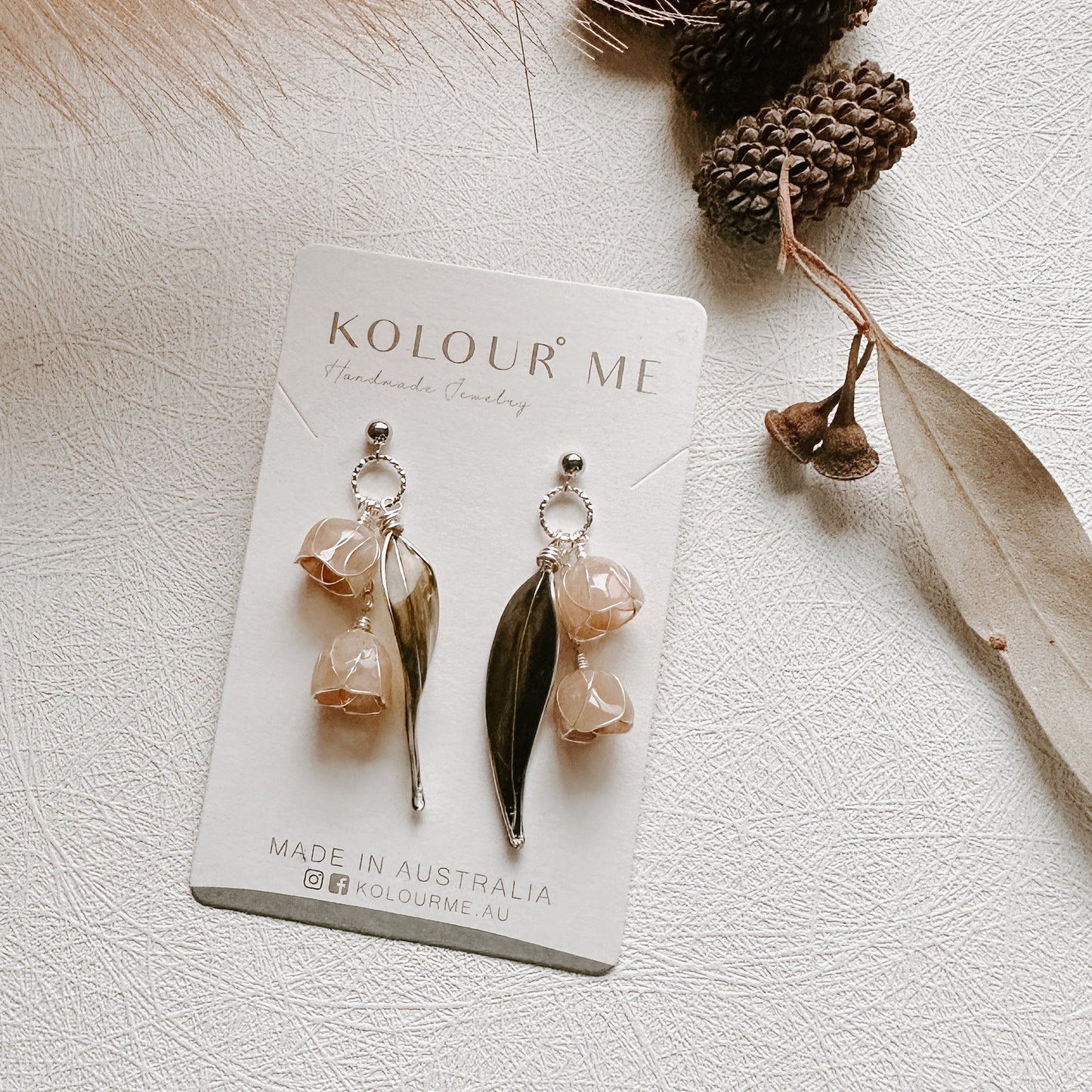 Gum tree nuts Australia native wire resin earrings