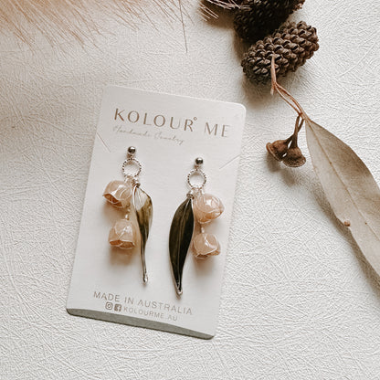 Gum tree nuts Australia native wire resin earrings